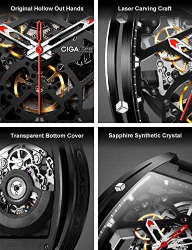 Reloj automático mecánico Relojes de muñeca Tonneau sintético Zafiro Cristal de Acero Inoxidable Caja de Silicona Correa Unisex Reloj