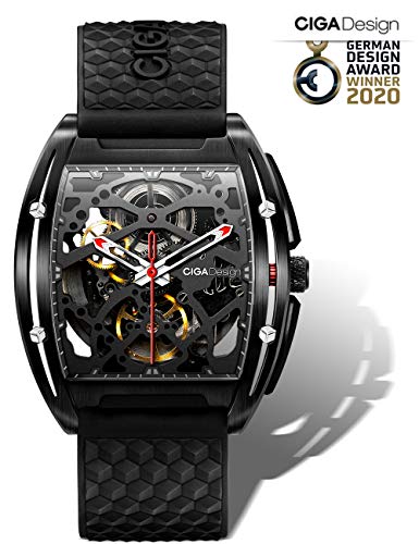 Reloj automático mecánico Relojes de muñeca Tonneau sintético Zafiro Cristal de Acero Inoxidable Caja de Silicona Correa Unisex Reloj