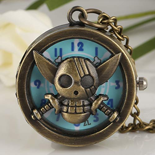 Reloj de Bolsillo Calavera Reloj de Bolsillo Cuchillo Doble Diseño de Cabeza de Esqueleto Patrón Maravilloso Dial Relojes de Bolsillo de Cuarzo para niños Hombres Mujeres