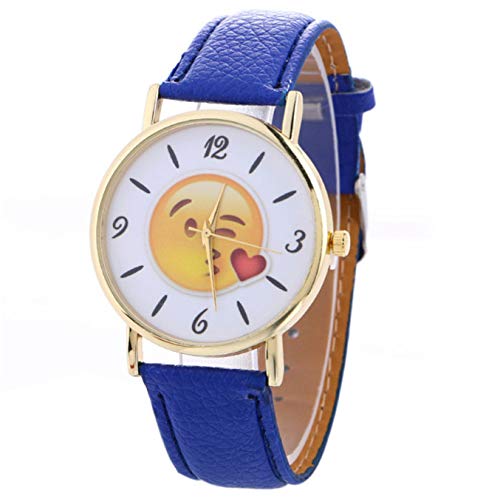 Reloj De Cuarzo Mujeres Niños Niños Bolso De Cuero Lindo Fondo De Expresión Azul