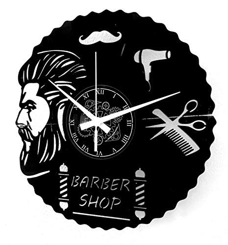 Reloj de pared de vinilo Vintage Handmade Amueblar Hogar Oficina para Barbería Peluquería Cabello Salón de Belleza