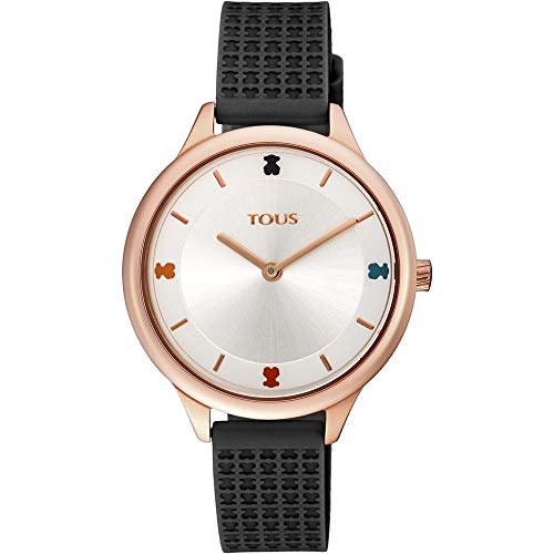 Reloj Tous 900350125 Tartan de Acero IP Rosado con Correa de Silicona Negra