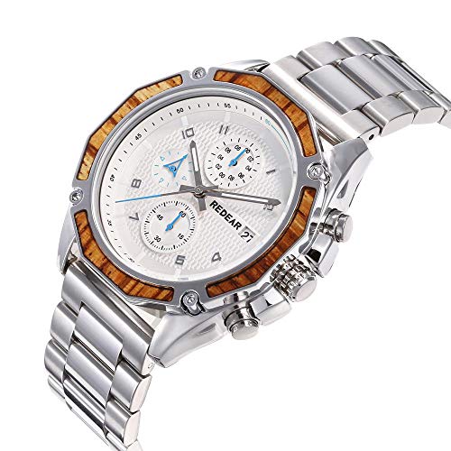 Relojes De Pulsera,Reloj De Cuarzo Luminoso Impermeable Multifuncional para Hombres, Color Acero A