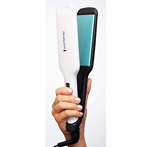 Remington Shine Therapy S8550 - Plancha de Pelo, Aceite de Argán, Cerámica, Digital, Placas Anchas, Resultados Profesionales, Blanco