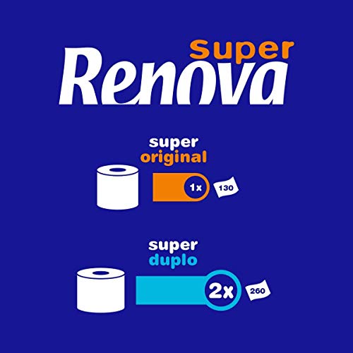 Renova Papel Higiénico Super Duplo, 45 Rollos Dobles (equivalentes a 90 rollos estándar), Blanco