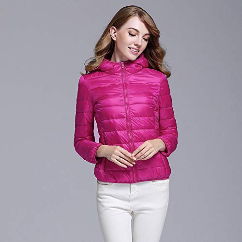 ReooLy - Abrigos Ligeros Informales para Mujer, sólidos con Capucha, Cremalleras, Bolsillo, Abrigos, Chaquetas(Rosa Caliente,XXL)