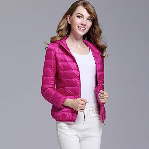 ReooLy - Abrigos Ligeros Informales para Mujer, sólidos con Capucha, Cremalleras, Bolsillo, Abrigos, Chaquetas(Rosa Caliente,XXL)