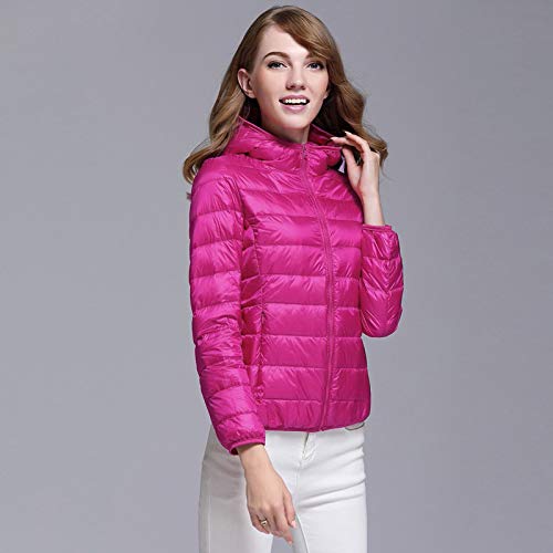 ReooLy - Abrigos Ligeros Informales para Mujer, sólidos con Capucha, Cremalleras, Bolsillo, Abrigos, Chaquetas(Rosa Caliente,XXL)