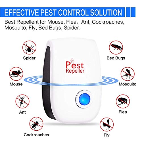 Repelente Ultrasónico Mosquitos 2020 Control de Plagas para Las Moscas,Cucarachas, Arañas, Hormigas, Ratas y Ratones, Insectos Antimosquitos Eléctrico Extra Fuerte para Interiores (4-Pack)