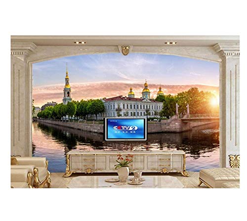 resumen Rusia puentes de san petersburgo ciudades del canal 3D papel tapiz personalizado mural pasillo sala de estar dormitorio cocina sala de niños sofá TV fondo decoración del hogar-2