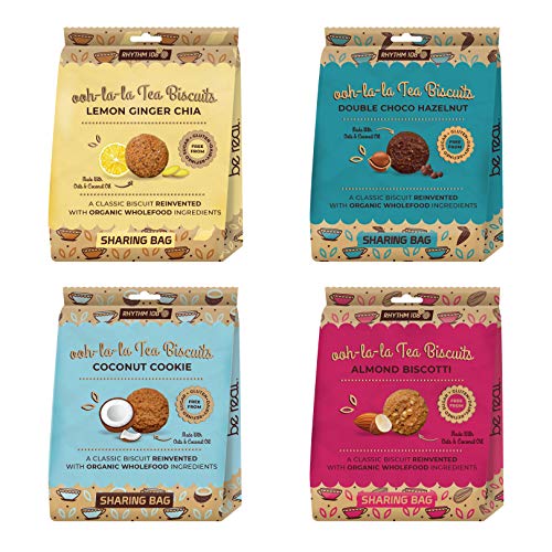 RHYTHM 108 Galletas de té veganas y sin gluten orgánicas comparten bolsa mixta (108) 4 x 135 g