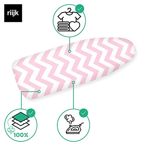 riijk Funda de Tabla de Planchar Ajustable de Algodón con Acolchado Especial para un Planchado Más Fácil - Tamaño Universal - Extra Paño de Protección para Prendas Delicadas