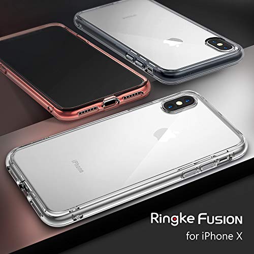 Ringke Funda Apple iPhone X [Fusion] Transparente al Dorso del PC y Frente al TPU [Tecnologia para Proteccion a la caida] protectiva con Armadura Mejorada para iPhone 10 - Gris Smoke Black