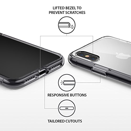 Ringke Funda Apple iPhone X [Fusion] Transparente al Dorso del PC y Frente al TPU [Tecnologia para Proteccion a la caida] protectiva con Armadura Mejorada para iPhone 10 - Gris Smoke Black