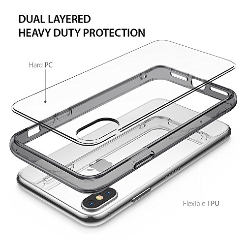 Ringke Funda Apple iPhone X [Fusion] Transparente al Dorso del PC y Frente al TPU [Tecnologia para Proteccion a la caida] protectiva con Armadura Mejorada para iPhone 10 - Gris Smoke Black