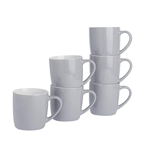 Rink Drink Argon Tableware Té Café - 6pc contemporáneo de Colores Tazas de cerámica Set - 350 ml - Gris - Pack de 6