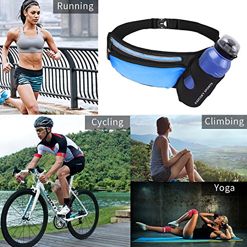 Riñonera Running cintura cinturón deportiva Belt botella titular Fitness impermeable cintura bolsa de transporte para Correr, ciclismo viajar senderismo y Bum Bag bolsa para iPhone Samsung Smartphones