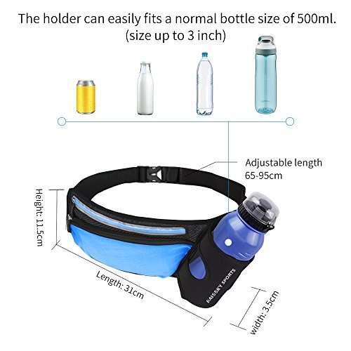 Riñonera Running cintura cinturón deportiva Belt botella titular Fitness impermeable cintura bolsa de transporte para Correr, ciclismo viajar senderismo y Bum Bag bolsa para iPhone Samsung Smartphones