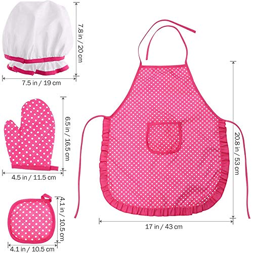 Ritte 11 Piezas/Set Conjunto de Chef para Niños, Juego para Hornear para Niños, Rosa Cocina rol Traje Juego con Delantal, Gorro de Chef, Utensilio para Guantes Y Cortador de Galletas para Niños