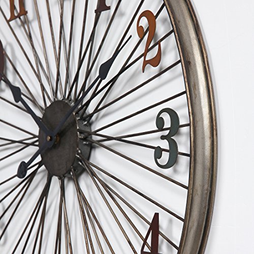 Riva776Yale 60 CM Estilo Retro Reloj de Pared hogar Dormitorio Hierro Arte Reloj Pared decoración del hogar - patrón de la Rueda de Bicicleta