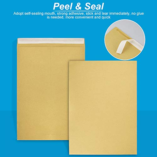 RMENOOR 50pcs Sobres de Papel Kraft Sobres A4 Sobres Kraft Autoadhesivos Papel Kraft Retro Carpetas de Papel Kraft Sobre de Papel de Estraza Cartón Natural Color Marrón Ideal para Oficina y Escuela