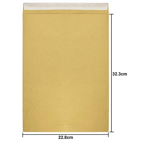 RMENOOR 50pcs Sobres de Papel Kraft Sobres A4 Sobres Kraft Autoadhesivos Papel Kraft Retro Carpetas de Papel Kraft Sobre de Papel de Estraza Cartón Natural Color Marrón Ideal para Oficina y Escuela