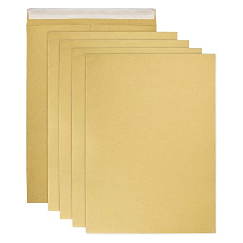 RMENOOR 50pcs Sobres de Papel Kraft Sobres A4 Sobres Kraft Autoadhesivos Papel Kraft Retro Carpetas de Papel Kraft Sobre de Papel de Estraza Cartón Natural Color Marrón Ideal para Oficina y Escuela