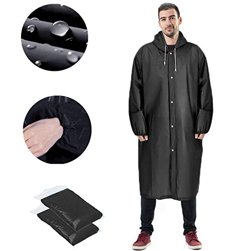 RMENOOR - Poncho impermeable para lluvia, 2 unidades, ligero, de goma EVA