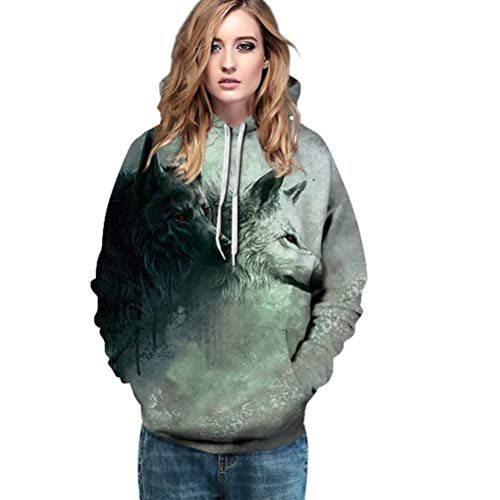 ROBO Sudadera con Capucha 3D Impreso Colorido de Manga Larga Animal Estampado Gruesa Bolsillos Grandes de Novedades Primavera Otoño Invierno