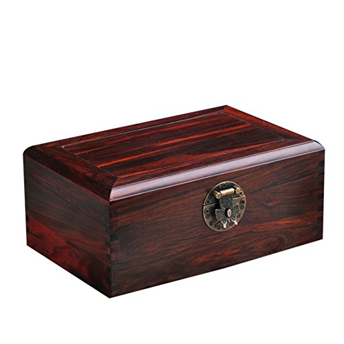 Rojo palo de rosa chino antiguo caoba joyero caja de joyería de madera caja de la joyería de lujo de madera sólida cajas de joyería de la vendimia caja de almacenamiento-B