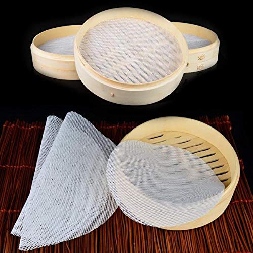 Rolin Roly 5 piezas Redondo Silicona Ecológica Vaporera Pad Antiadherente Dumpling Dim Sum Vaporera papeles Silicona vaporera Malla (26cm)