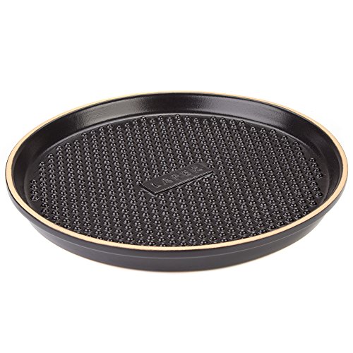 Römertopf 038 06 Plancha redonda con botones para barbacoa, gres, Negro, beige