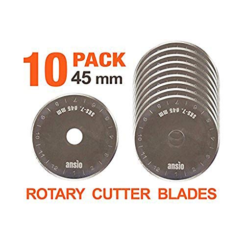 Rotary Cutter cuchillas 45 mm x 10 unidades | Compatible con Olfa, Fiskars 45 mm cortador rotatorio | perfecto para acolchar, patchwork, manualidades y costura