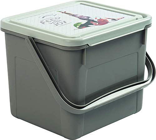 Rotho Fabio, Caja de comida para mascotas de 4.5 litros con tapa y asa, Plástico PP sin BPA, antracita, motivo, 4.5l 21.0 x 20.0 x 18.0 cm