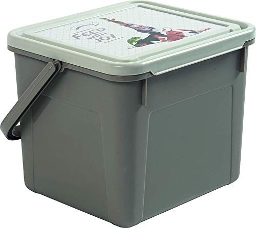 Rotho Fabio, Caja de comida para mascotas de 4.5 litros con tapa y asa, Plástico PP sin BPA, antracita, motivo, 4.5l 21.0 x 20.0 x 18.0 cm