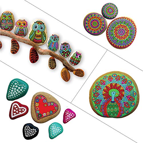 Rotulador Permanente para Pintura Piedra, UlifeME 12 Piezas 3mm Rotuladores Acrilico + 12pcs 6mm Marcadores con Punta Redonda y Cincel para Niños DIY, 12 Colores Set Dibujando en Todas Superficies