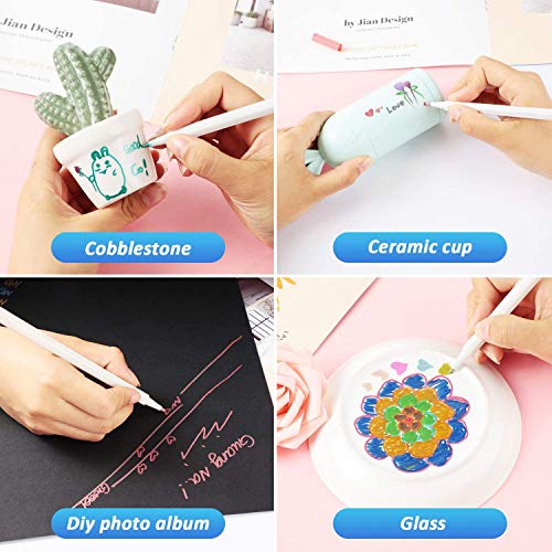 Rotuladores metálicos,Sinwind juego de 12 colores surtidos para dibujo de álbum de fotos,Scrapbooking, Foto de bricolaje, Piedra de papel del álbum, Superficie de Papel de Vidrio Cerámica de Plástico