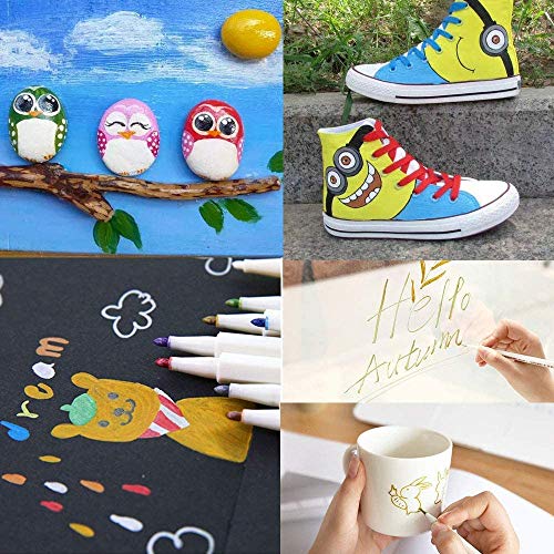 Rotuladores metálicos,Sinwind juego de 12 colores surtidos para dibujo de álbum de fotos,Scrapbooking, Foto de bricolaje, Piedra de papel del álbum, Superficie de Papel de Vidrio Cerámica de Plástico