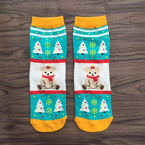 ROUNDER 10 Pares de Santa Claus Elk Snowman Snowman Christmas Cotton Calcetines de Mujer Calcetines-Oso de Regalo