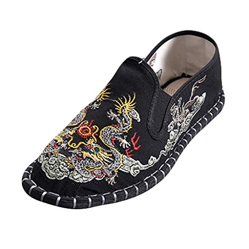 ROVNKD ✿ Verano Neutro Unisex Bordado dragón Beleg en Loafer Shallow Planos Freizeitschuh una Variedad de Tipos de Ocio Negro 45