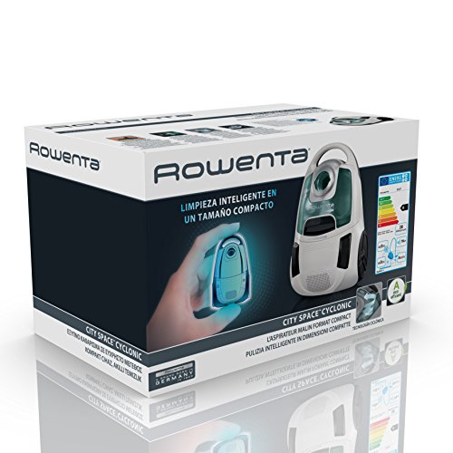 Rowenta RO2727EA City Space Cyclonic Aspirador sin Bolsa, Tecnología ciclónica, Compacto, 78 dB, 750 W, Marfil y azul