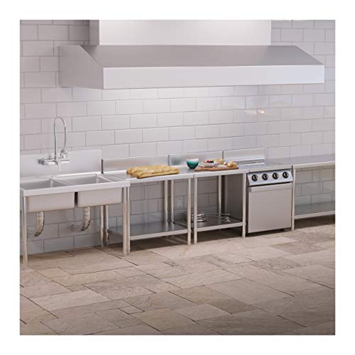 Royal Catering Mesa De Acero Inoxidable Para Hostelería RCAT-60/60-N (Superficie de trabajo de 60 x 60 cm, Con antisalpique, Capacidad de carga de 150 kg)