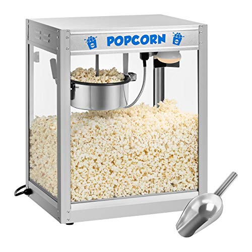 Royal Catering RCPS-1350 Palomitera Maquina de Palomitas Profesional (1350 W, Aprox. 6 kg/h, Acero Inoxidable, Revestimiento Teflón)