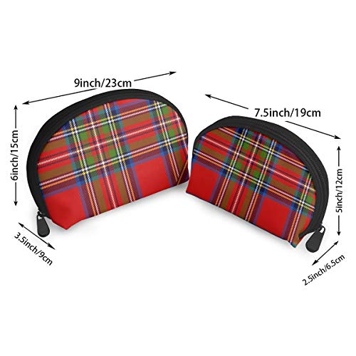 Royal Stewart Tartan Patrón sin Costuras Estuche para cosméticos Clutch Bolsos portátiles Organizador de Bolsos con Cremallera 2Pcs