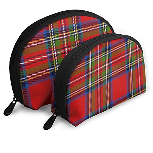 Royal Stewart Tartan Patrón sin Costuras Estuche para cosméticos Clutch Bolsos portátiles Organizador de Bolsos con Cremallera 2Pcs