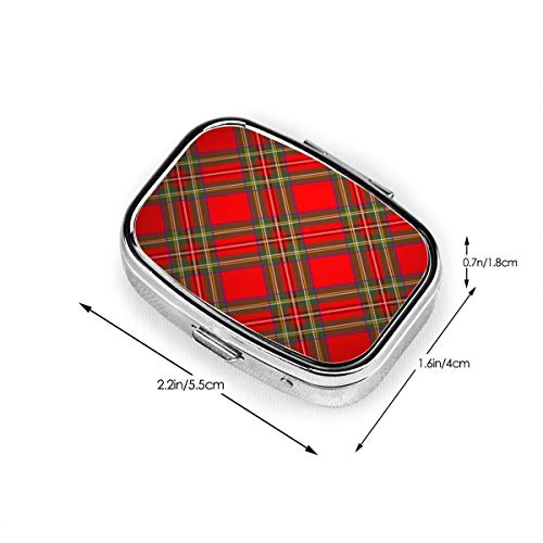 Royal Stewart Tartan Plaid Ilustraciones Clip Art Moda personalizada Caja de pastillas cuadrada plateada Soporte para tableta Estuche organizador billetera bolsillo o bolso