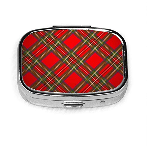 Royal Stewart Tartan Plaid Ilustraciones Clip Art Moda personalizada Caja de pastillas cuadrada plateada Soporte para tableta Estuche organizador billetera bolsillo o bolso