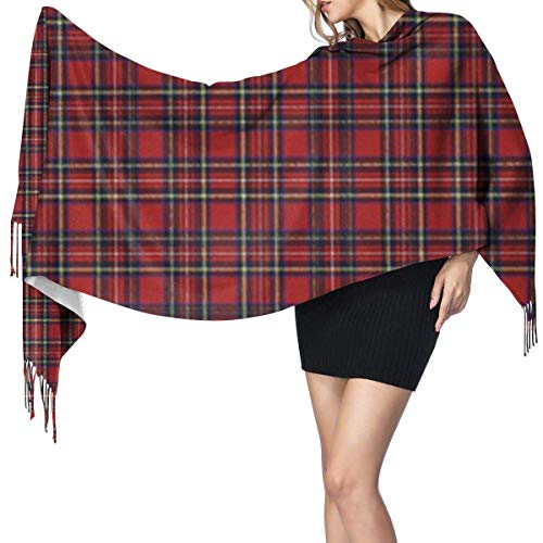 Royal Stewart Tartan Shawl Wrap Bufanda cálida de invierno Cape Bufanda grande Bufandas de gran tamaño para mujeres 77 x 27 pulgadas / 192 x 68 cm