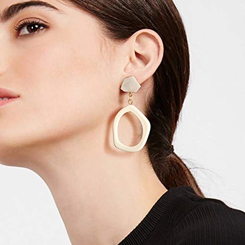 RRWL Pendiente Corea Acrílico geométrico irregular Pendientes largos largos para mujer Temperamento Color caramelo Resina Mármol Pendientes colgantes   Beige