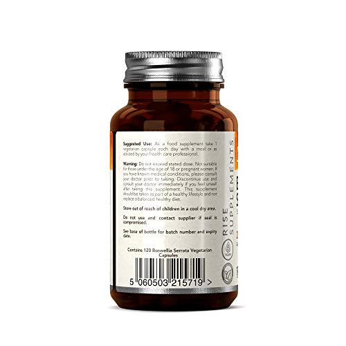 RS Boswellia Serrata 2000mg | Cuidado de las Articulaciones Extracto 5:1 120 Cápsulas Veganas | Antiinflamatorio Natural | Ideal para Aliviar el Dolor Articular | Sin OGM, Gluten, Lácteos o Alérgenos